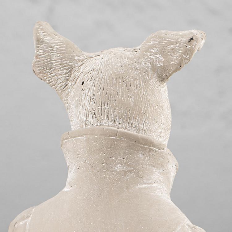 Статуэтка Бюст собаки серый с патиной Dog Bust On Stand Grey Patina