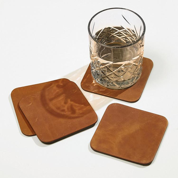 Набор из пяти квадратных подставок под стаканы и чайник Карамель Set Of 5 Square Coasters Caramel