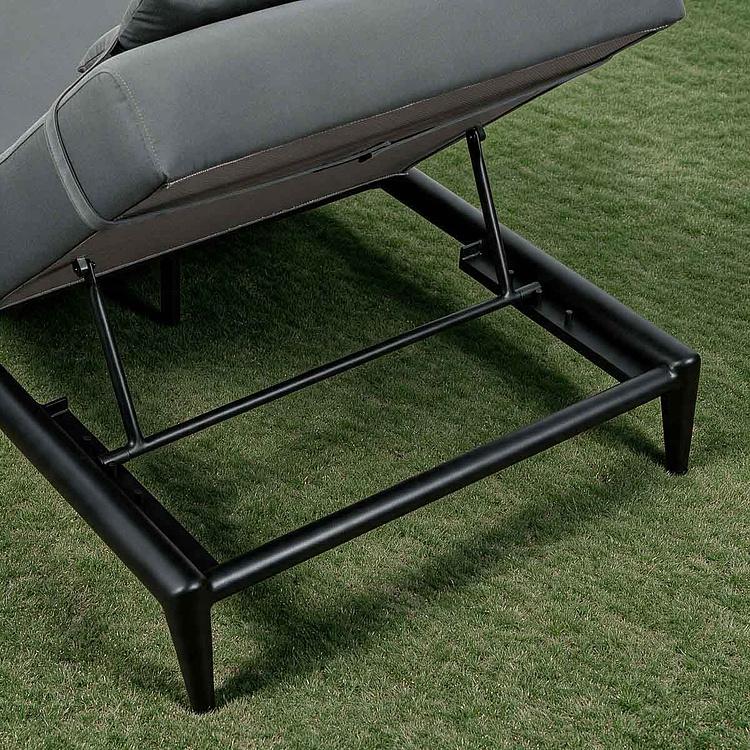 Садовый шезлонг-лежак Dune Lounger, Black акриловая ткань Anthracite Carbon - ракурс 7