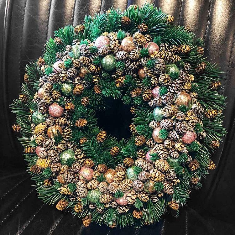 Венок с шишками и веточками Wreath With Pinecones And Twigs 21 cm