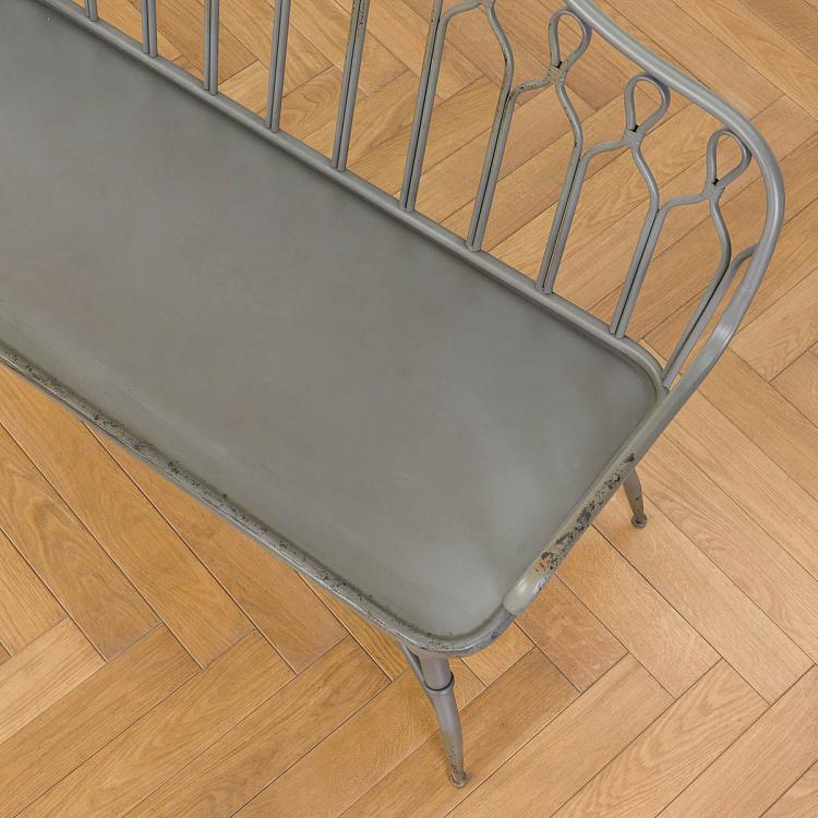 Серая металлическая скамейка с патиной Валери Valery Metal Bench Grey Patina