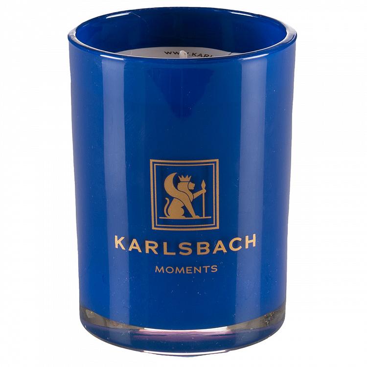 Арома-свеча в синем стакане с золотой крышкой Цитрус Aroma Candle In Dark Blue Glass With Gold Classic