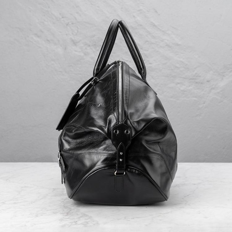 Матово-чёрная кожаная дорожная сумка Поло Polo Bag, Black