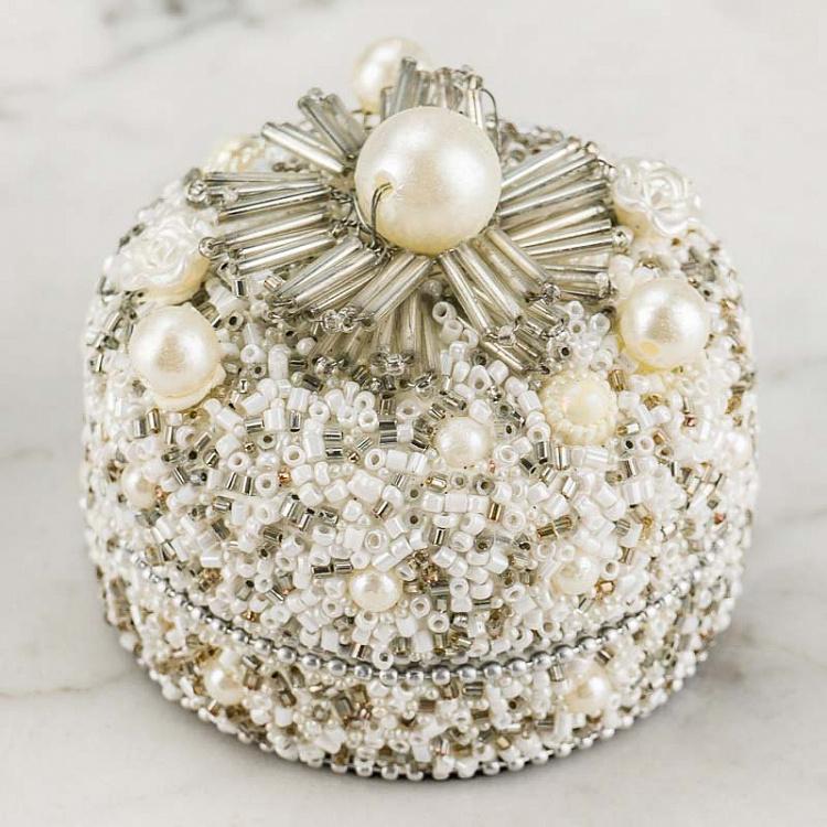 Jewelry Box Pearl With Beads Cream White