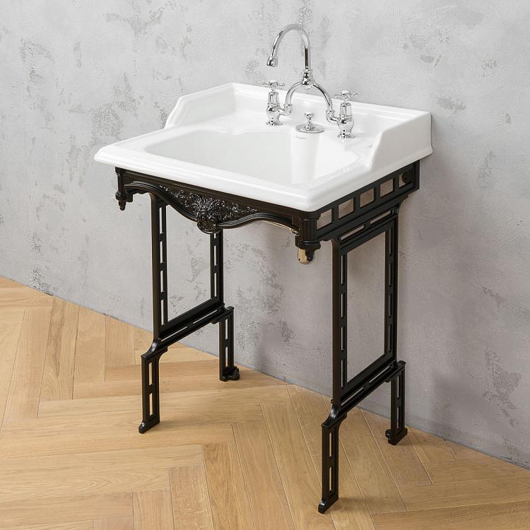 Классическая раковина с подстольем из чёрного алюминия Classic Wash Basin And Pedestal Black