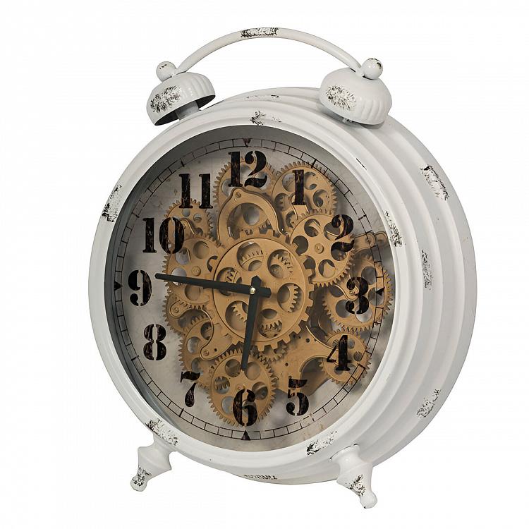 Настольные часы Классические с шестерёнками Classic White Table Clock With Gears