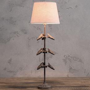 Table Lamp 9 Clips With Shade Beige Linen