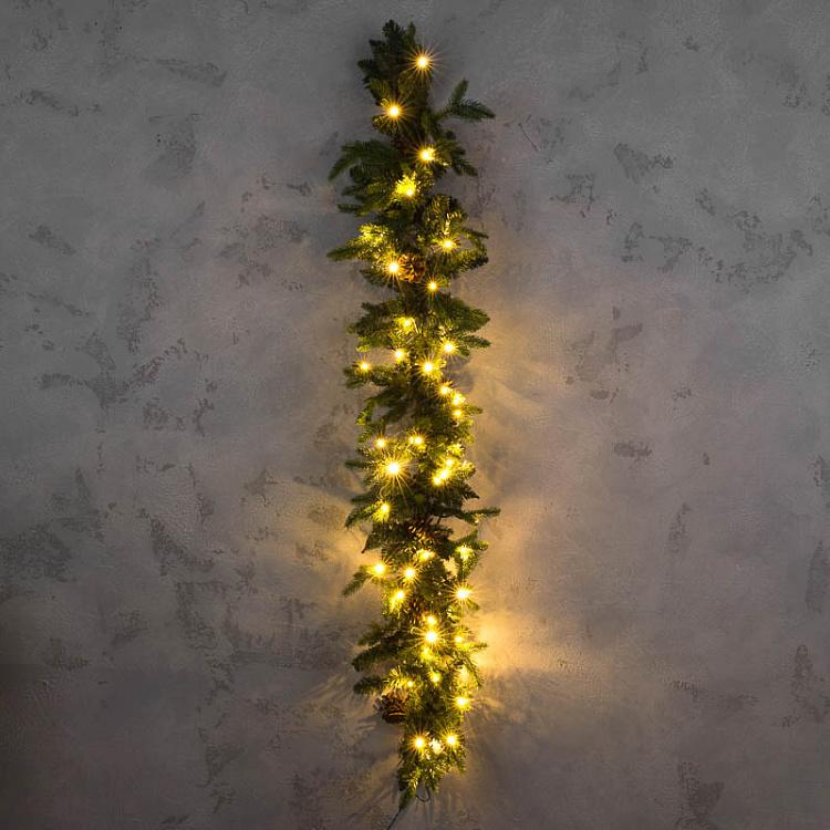 LED Fir Garland With Cones 150 cm