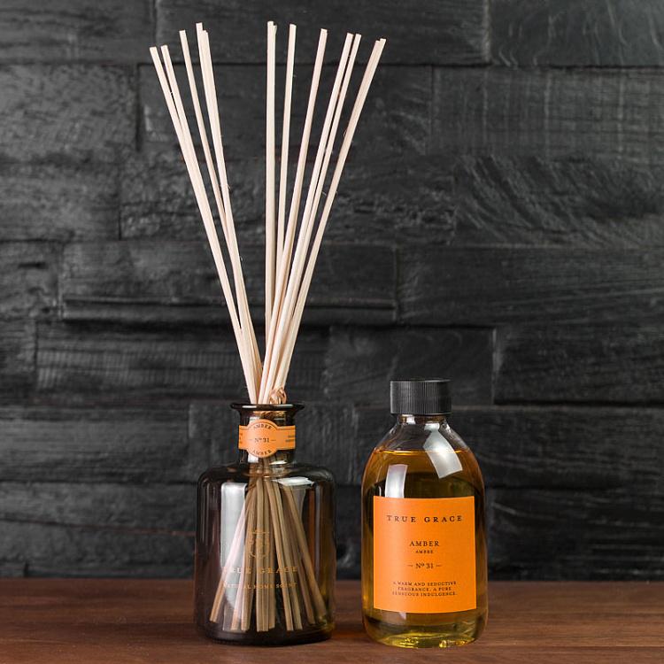 Аромадиффузор набор (палочки, жидкость, бутылочка) Янтарь, 250 мл Small Reed Diffuser Amber 250 ml