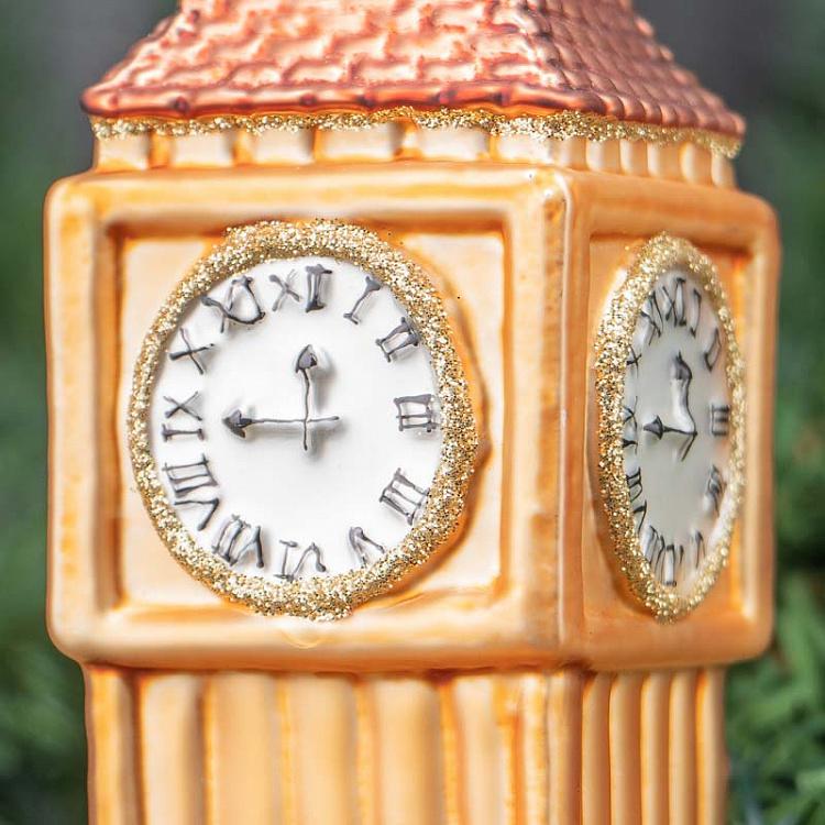 Ёлочная игрушка Золотой Биг-Бен Glass Big Ben Clock Tower Gold 19 cm