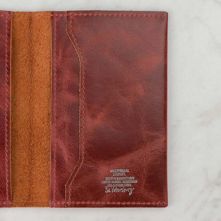 Рубиновая кожаная обложка для паспорта Passport Cover, Mogok Rubens