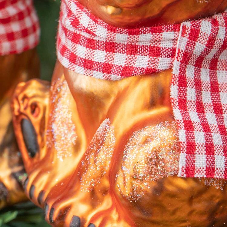 Ёлочная игрушка Медведь в шарфе тартан Glass Tartan Scarf Bear Brown 10&nbsp;cm