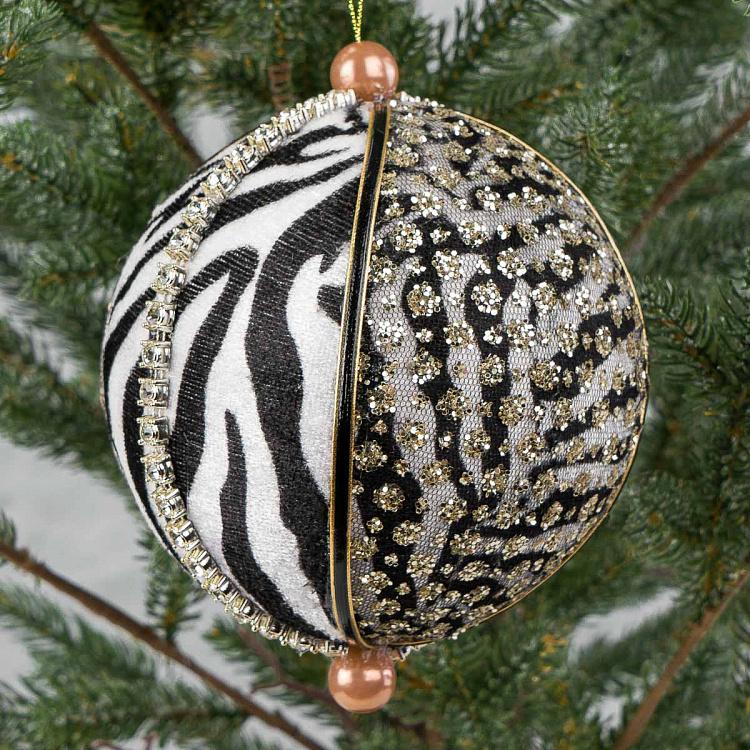 Ёлочная игрушка Весёлая зебра Zebra Ball Black And White 16 cm