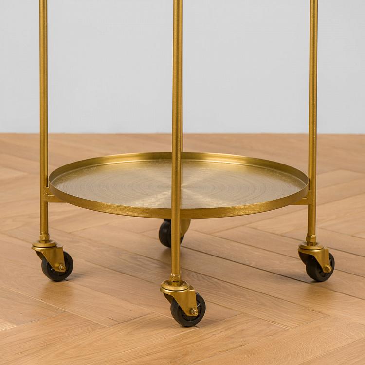 Барная сервировочная тележка золотого цвета Bar Trolley Gold