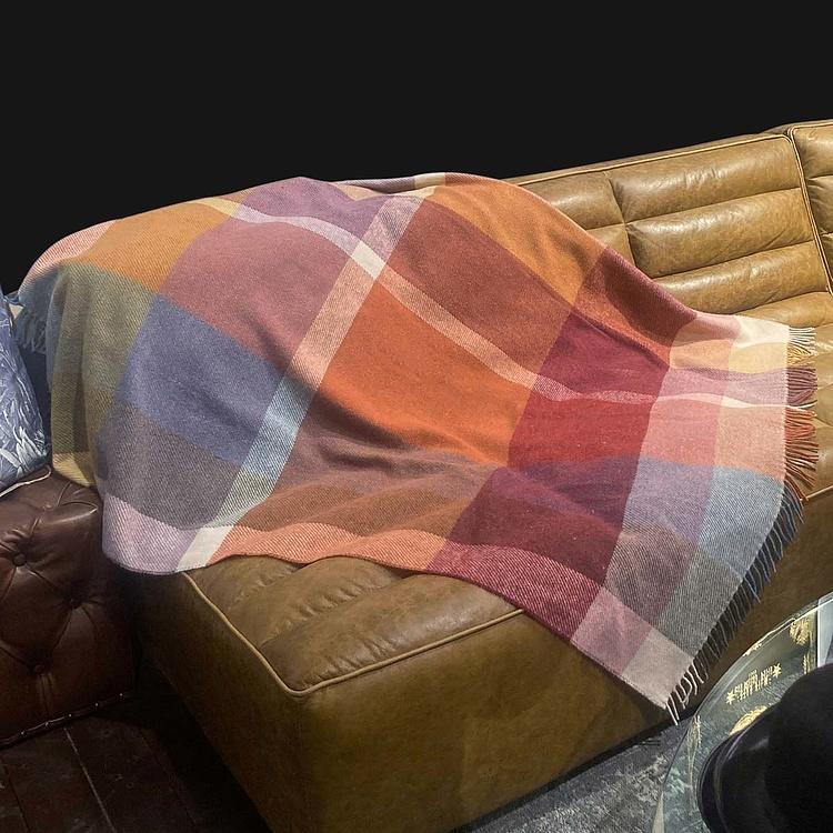 Шерстяной плед Арекипа в красную, коричневую и синюю клетку, 120x180 см Arequipa Plaid Red Brown Blue 120x180 cm