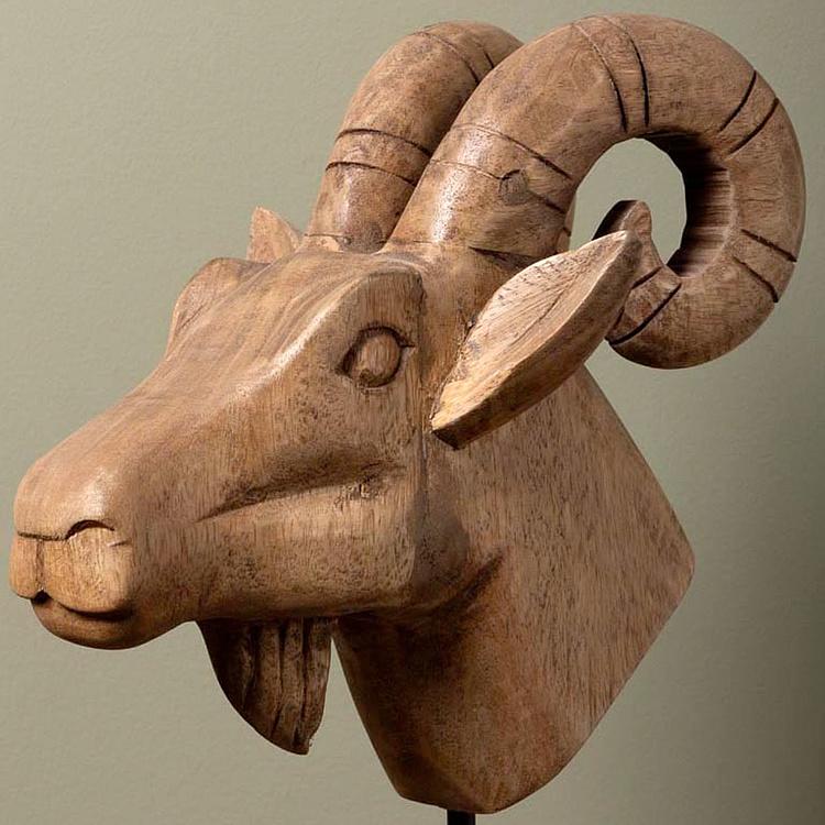 Статуэтка Голова козерога Билли Billy Goat Head Mango Wood