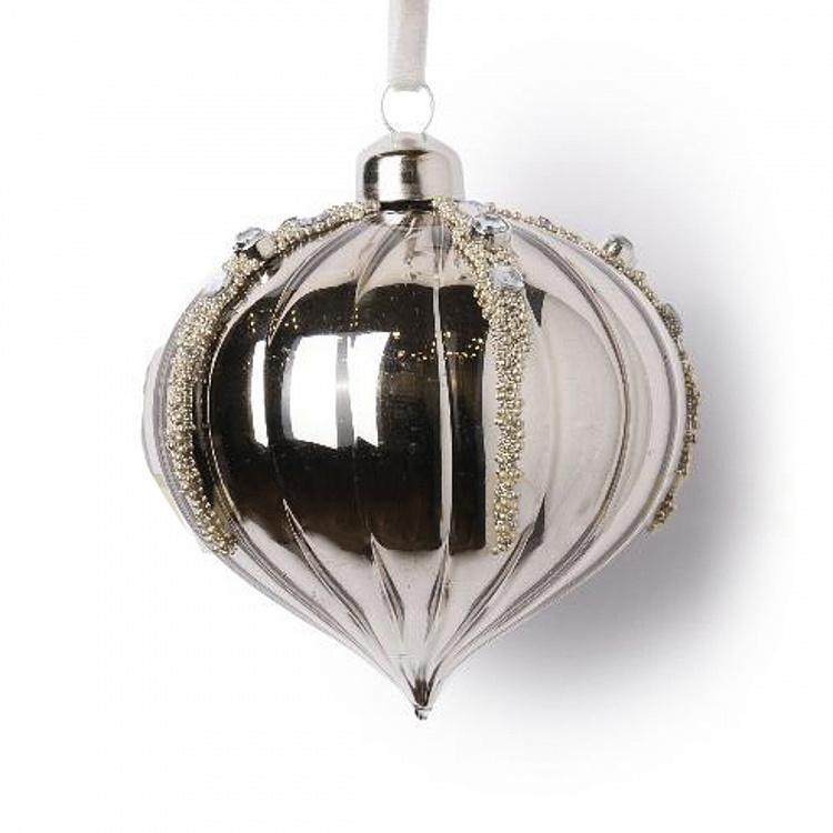 Bulb Ball With Rhinestones Silver 10 cm