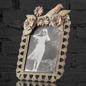 Metal Photo Frame With Bird And Flowers
