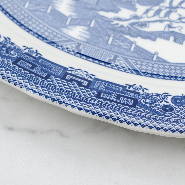 Овальная сервировочная тарелка Голубая ива, M Blue Willow Oval Serving Plate Medium