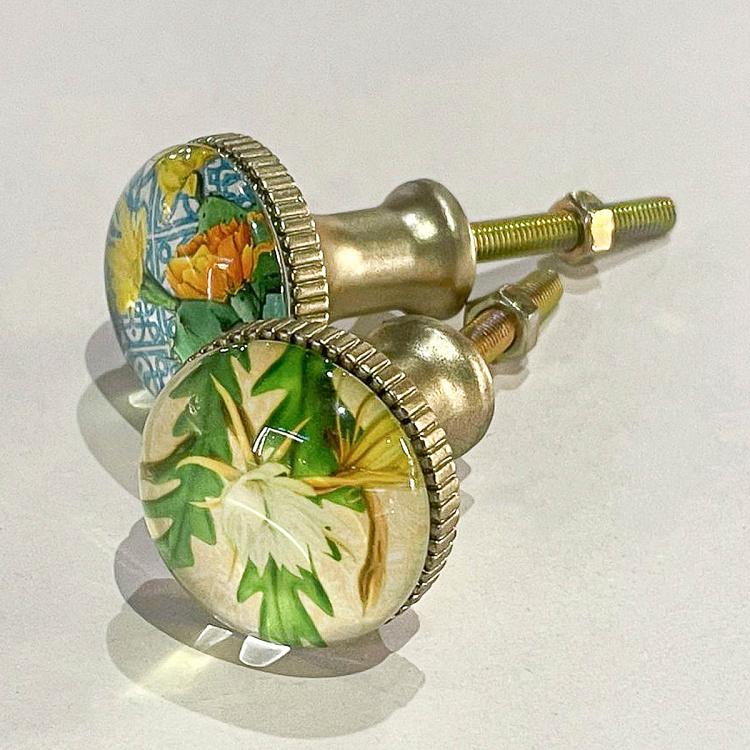 Набор из двух мебельных ручек с цветочным рисунком Set Of 2 Knobs Floral