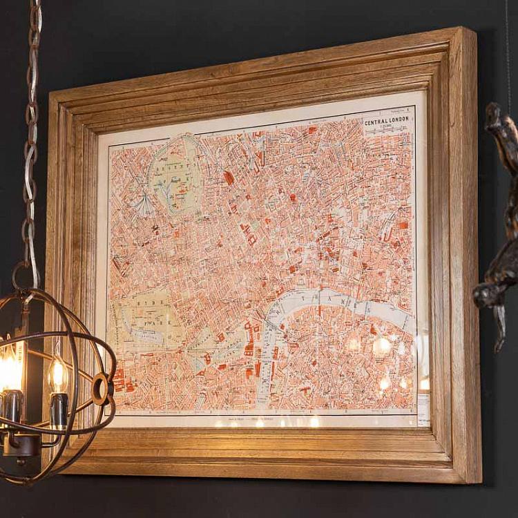 Картина-принт Карта Лондона, рама из высветленного дуба Classic Map London, Weathered Oak