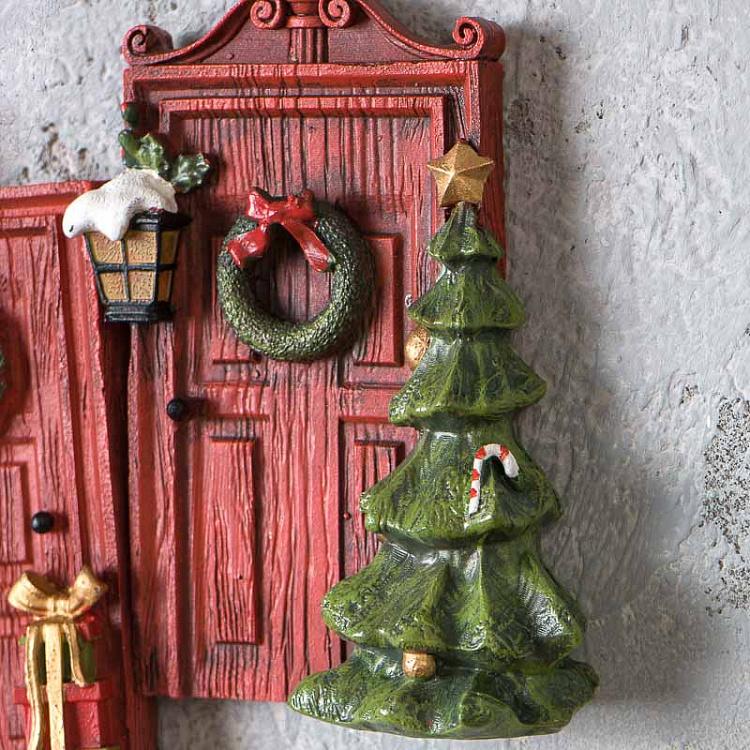Набор из двух ёлочных игрушек Рождественские двери Set Of 2 Xmas Decorated Doors 11 cm