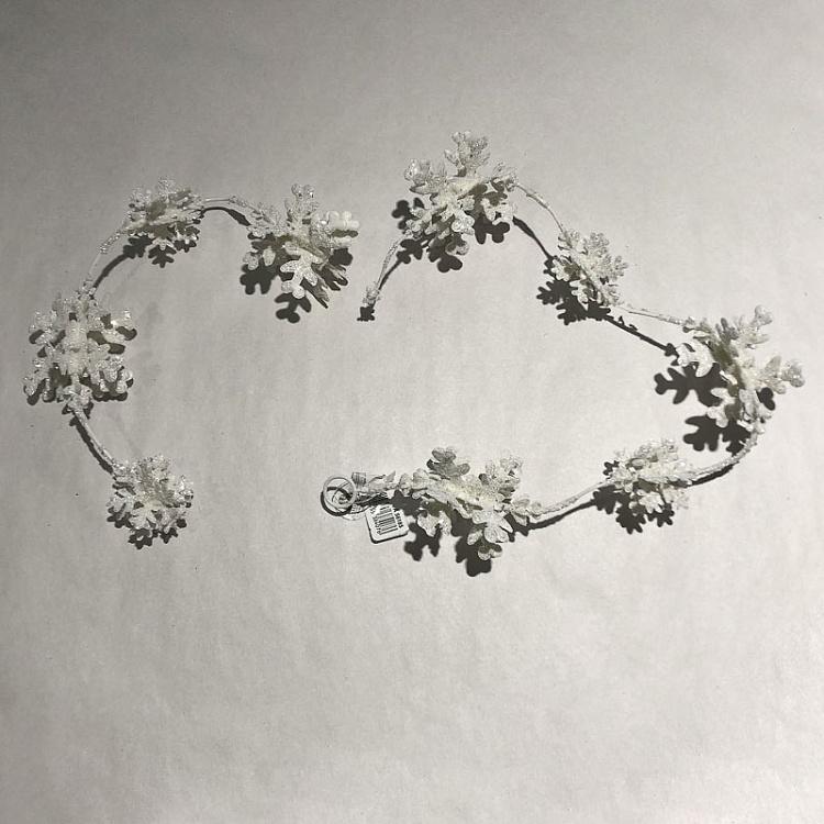 Гирлянда Белые снежинки с блёстками 2 дисконт Glitter Snowflake Garland White 90 cm discount