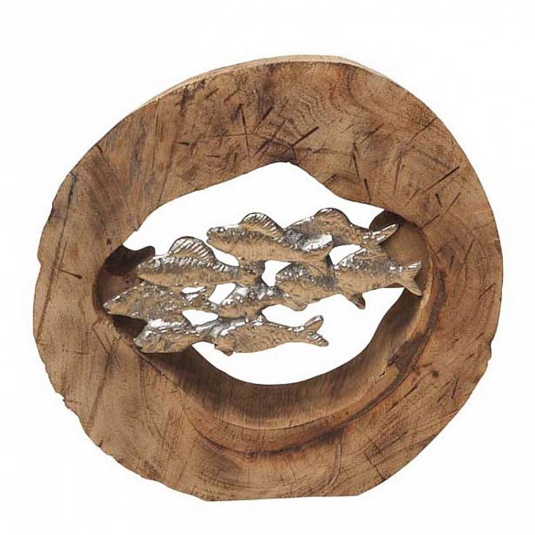 Статуэтка в спиле дерева Рыбья школа Decorative School Of Fish In Log