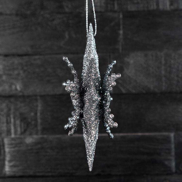 Набор из двух ёлочных игрушек Серебристо-серые снежинки 3D Set Of 2 3D Snowflakes Silver-Gray 12,5 cm