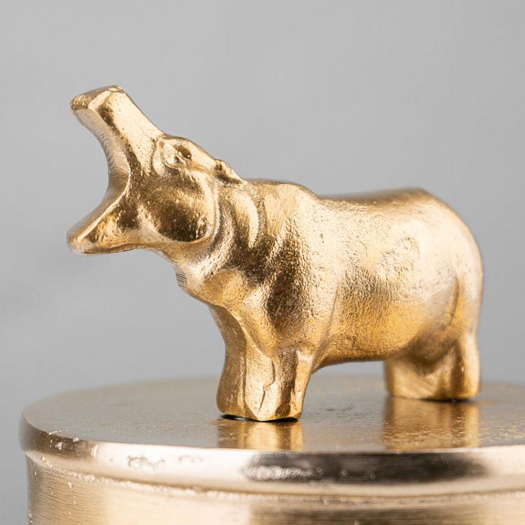 Ёмкость для хранения Золотой бегемот Decorative Jar With Rhino Figure Gold
