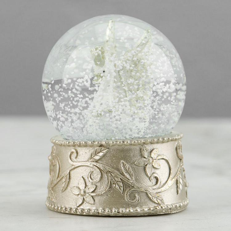 Новогодняя фигурка Снежный шар с лебедем Glass Royal Swan Snow Globe Champagne 6,5 cm