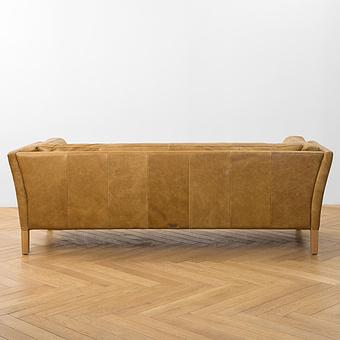 Трёхместный диван Lincoln 3 Seater, Bleached Oak PF натуральная кожа Cognac Grain - ракурс 4