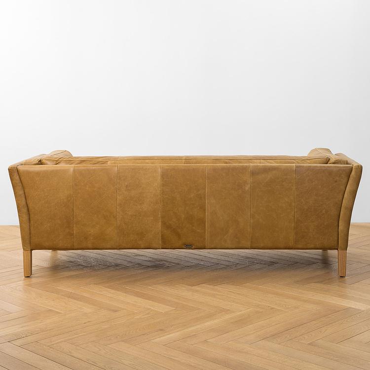 Трёхместный диван Lincoln 3 Seater, Bleached Oak PF натуральная кожа Cognac Grain - ракурс 4