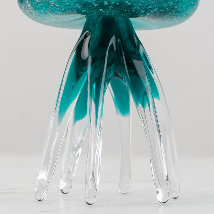 Статуэтка Стеклянная бирюзовая медуза, L Glass Turquoise Jellyfish Large