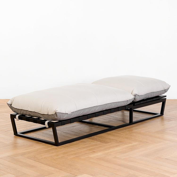 Садовый шезлонг-лежак Reef Lounger, Black акриловая ткань Light Stone - ракурс 2