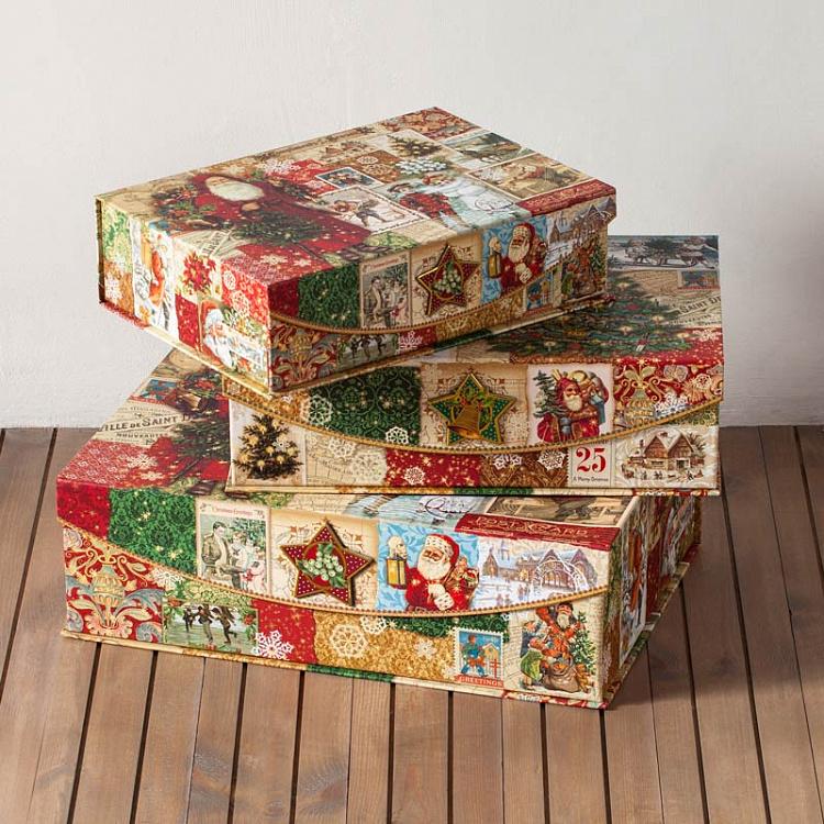 Подарочная коробка Рождество, L Nest Flip Top Boxes Xmas Victoriana Large