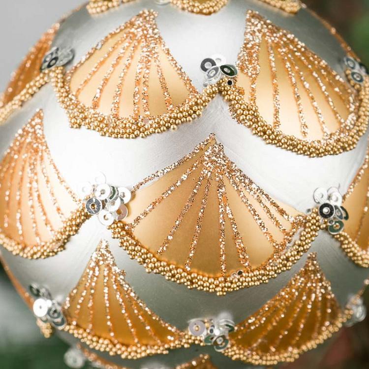 Ёлочная игрушка Шар с золотыми ракушками Seashells Ball Gold 8 cm