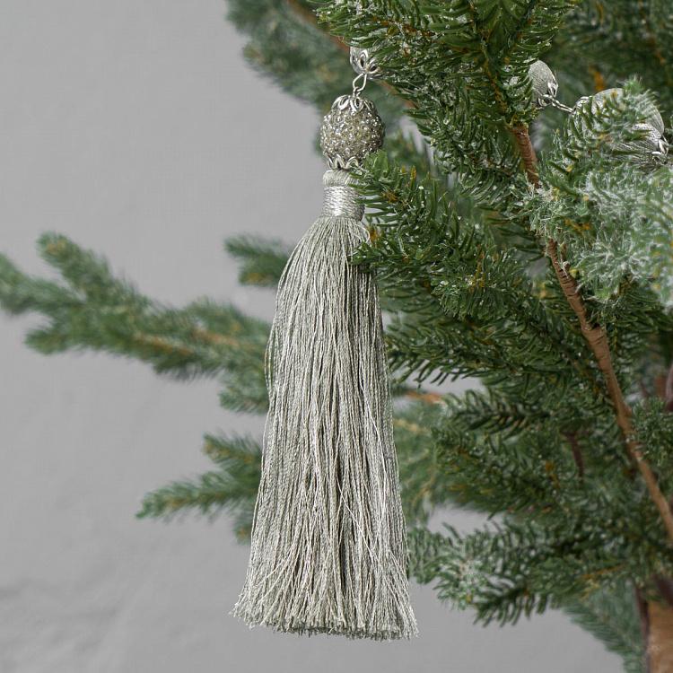 Гирлянда с Бусинами и мятными кисточками Silver Beads Garland With Mint Tassels