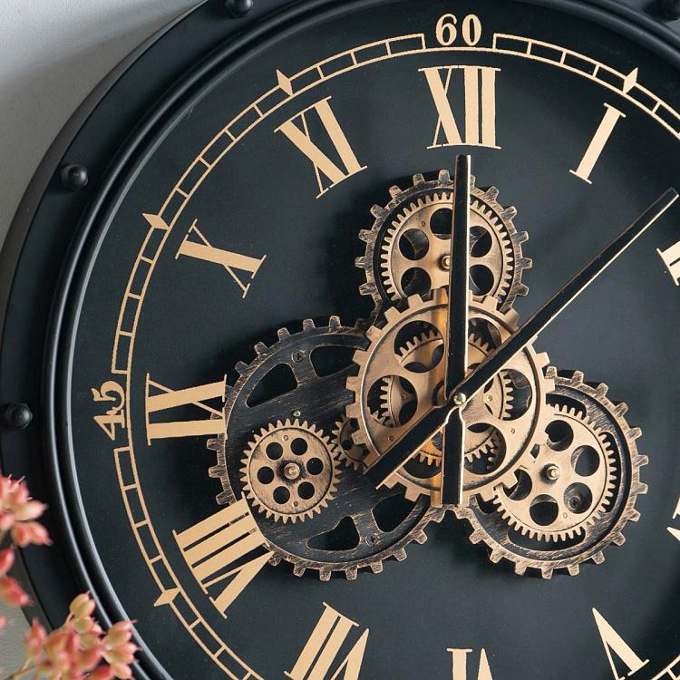 Настенные часы Индастриал Антик с шестерёнками Industrial Antique Look Wall Clock With Gears