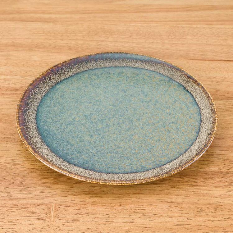 Bloom Blue And Brown Dessert Plate