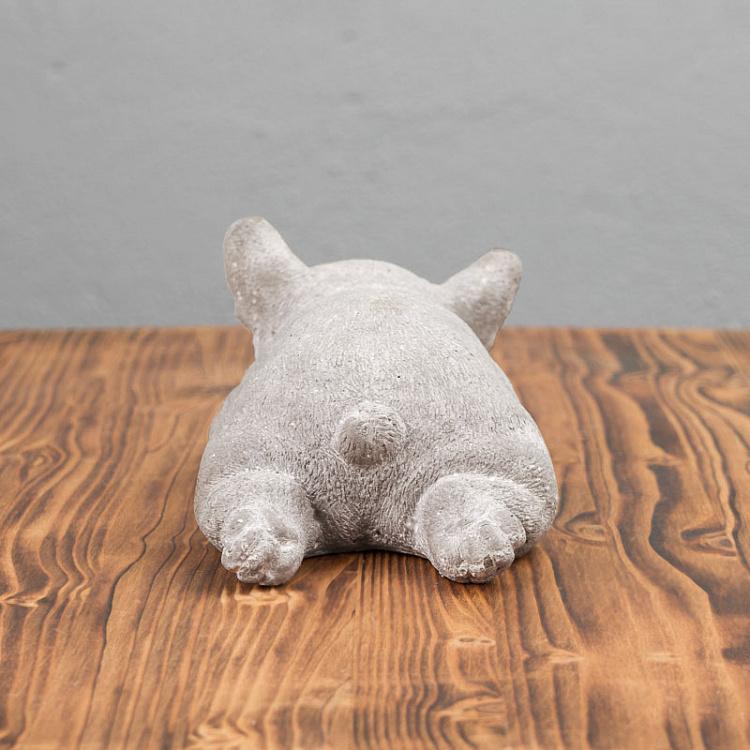 Серая статуэтка Лежащий французский бульдог Lying French Bulldog Grey