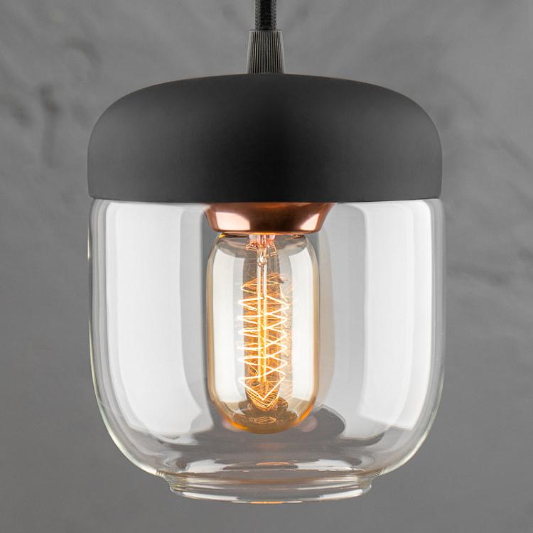 Чёрный подвесной светильник Жёлудь на чёрном проводе Acorn Black Hanging Lamp With Black Cord