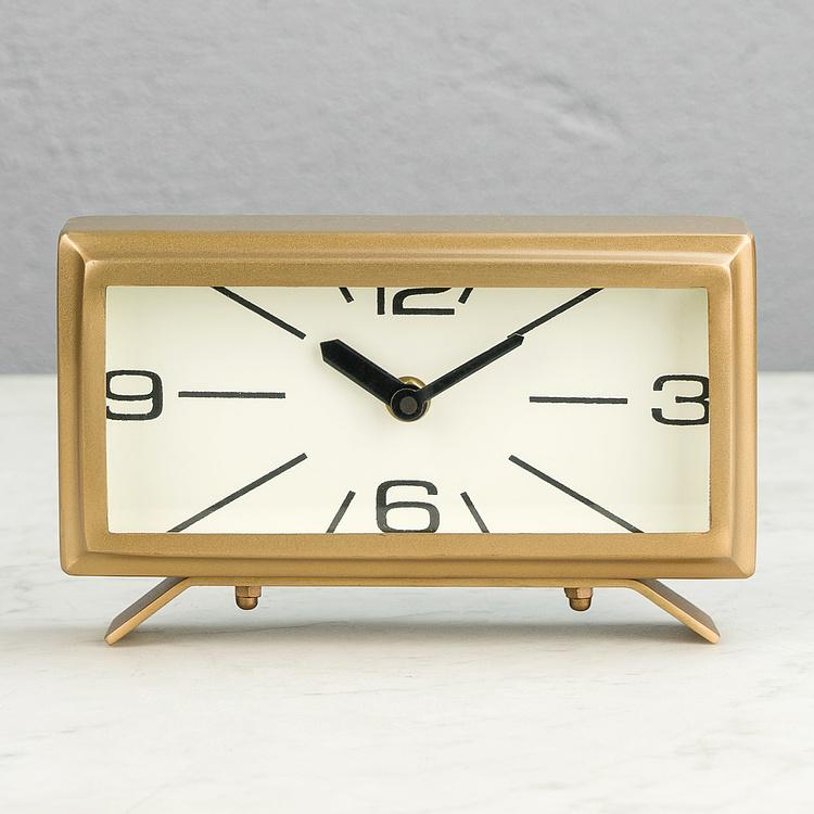 Прямоугольные настольные часы латунного цвета в винтажном стиле Rectangular Brass Patina Clock