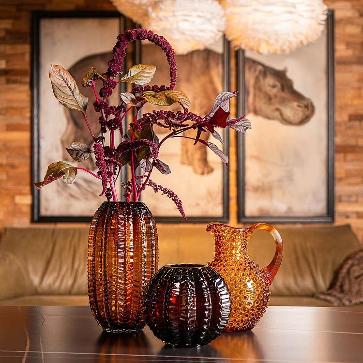 Ваза янтарного цвета Кактус, L Cactus Shape Amber Glass Vase Large