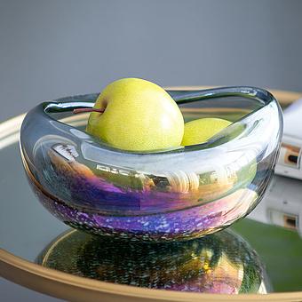 Folded Edge Handcrafted Holographic Glass Bowl