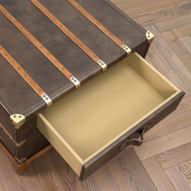 Журнальный стол-сундук Piligrim Coffee Table, Light Wood RM натуральная кожа Antique Master - ракурс 7