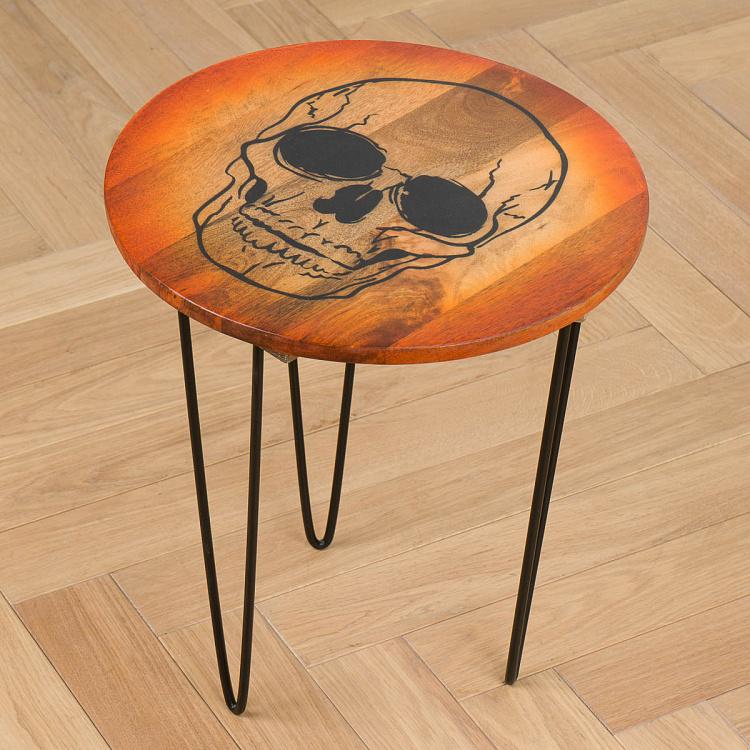 Прикроватный столик из дерева манго Череп Skull Side Table Mango Wood