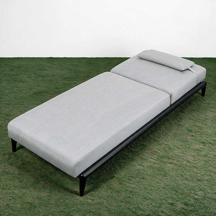 Садовый шезлонг-лежак Dune Lounger, Black акриловая ткань Lead Chine - ракурс 6
