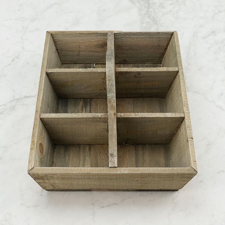 Деревянный поднос на шесть секций с ручкой Wooden Tray 6 Lockers