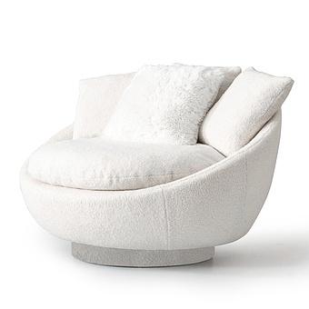 Кресло Piatto Swivel Chair полиэстер Ecru Tedy Boucle